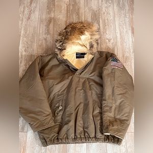 Men’s Polo by Ralph Lauren pull over jacket with fur lined hood